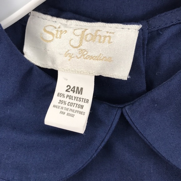 NWT ROSALINA COLLECTIONS Ocean Navy Smocked Kicker With Collar - Picture 4 of 4